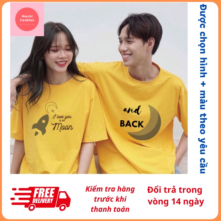 Áo đôi, áo thun nam nữ "I love you to the moon and back" chất vải mát, không xù (ảnh và video thật tự quay)