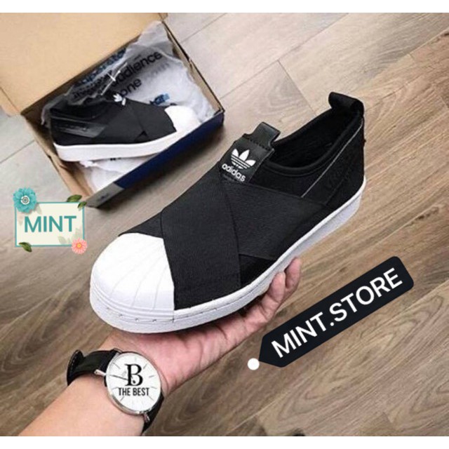 (Video cận cảnh) Giày thể thao sneaker superstar slip on black