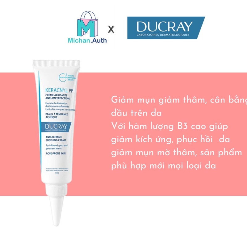 Kem Dưỡng Cân Bằng Dầu Và Giảm Viêm Mụn Ducray Keracnyl PP 30ml