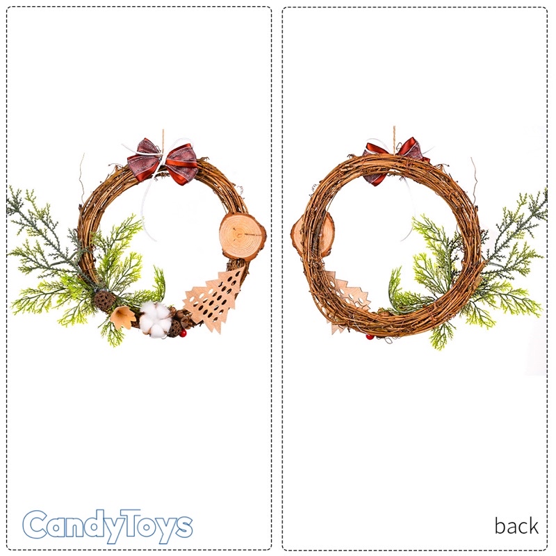 VÒNG HOA TREO TƯỜNG  TRANG TRÍ NOEL, GIÁNG SINH BẰNG GỖ MÂY