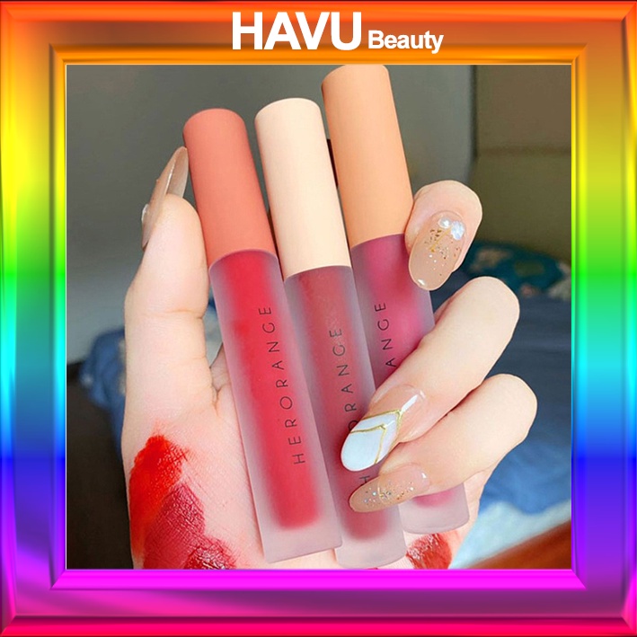 Son Kem Lì Herorange Fluffy Lip Glaze - Son Kem Siêu Xinh Chất Mềm Và Mịn - Son Kem Lì Lâu Trôi