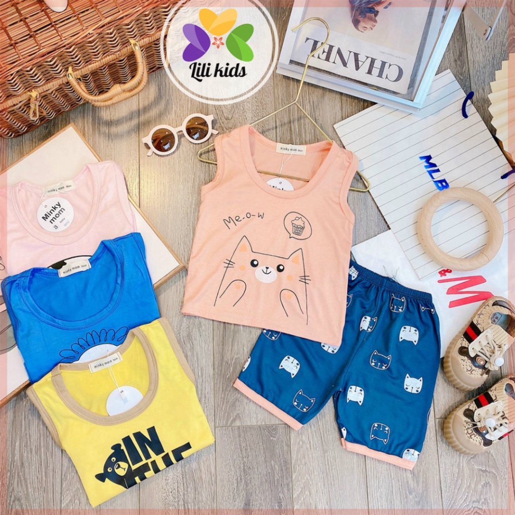 Bộ ba lỗ cho bé LILIKIDS chất thun lạnh họa tiết vải thông hơi mềm mịn cho bé từ 8-18kg BBL03