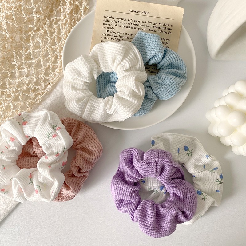 Dây Buộc Tóc Đeo Tay Scrunchies Ren Lưới Họa Tiết Xinh Xắn