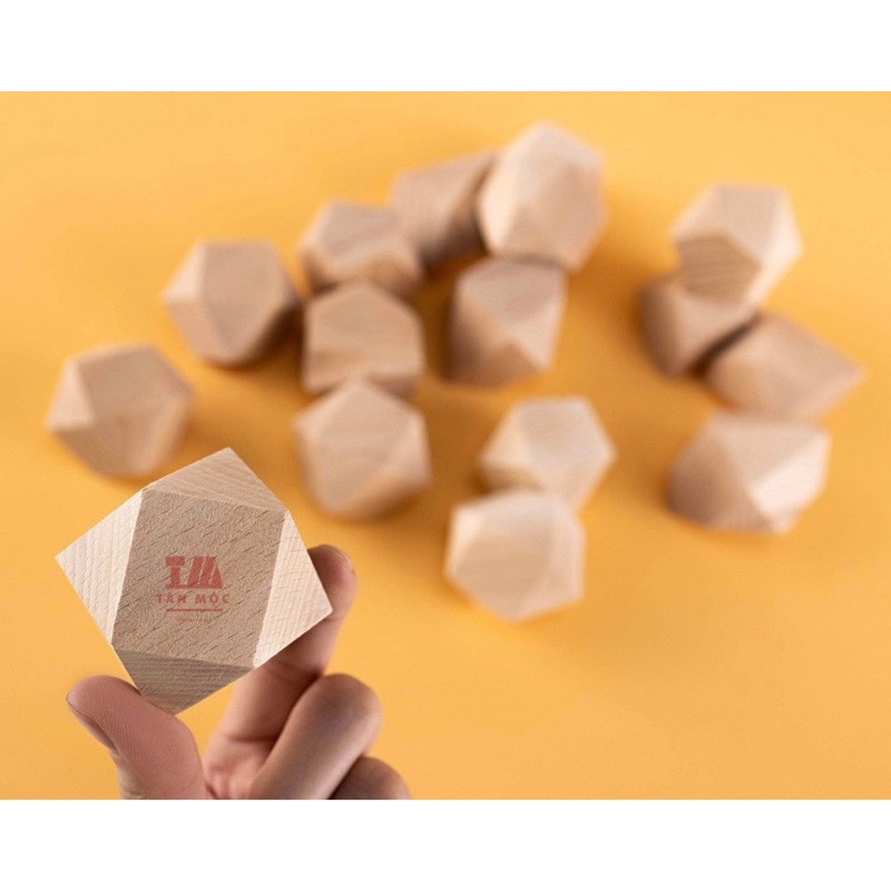 Đá cân bằng Tumi Ishi / Đá gỗ đa giác/ Đồ chơi hình khối bằng gỗ cho bé