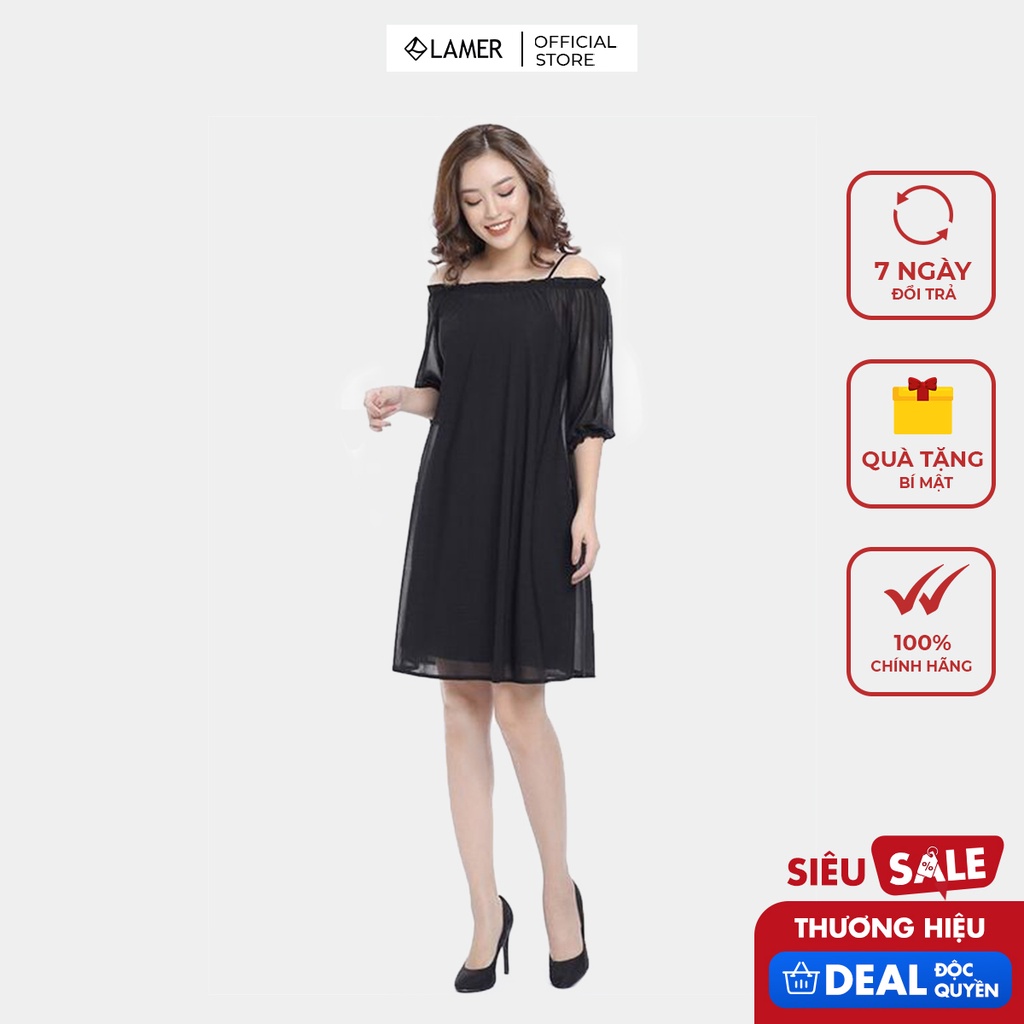 Đầm suông bèo nhún LAMER L63T18Q002 (không kèm đầm 2 dây lưu ý đọc kĩ mô tả)