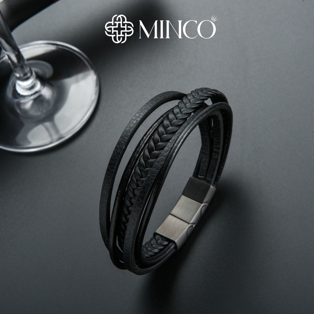 Vòng tay Leather Unisex Minco Accessories chất ngầu độc lạ phụ kiện thời trang đẹp phong cách Hàn Quốc VT49