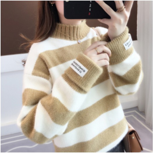 Áo Len Kẻ Nữ Thời Trang Hàn Quốc Dày Dặn Ấm | BigBuy360 - bigbuy360.vn