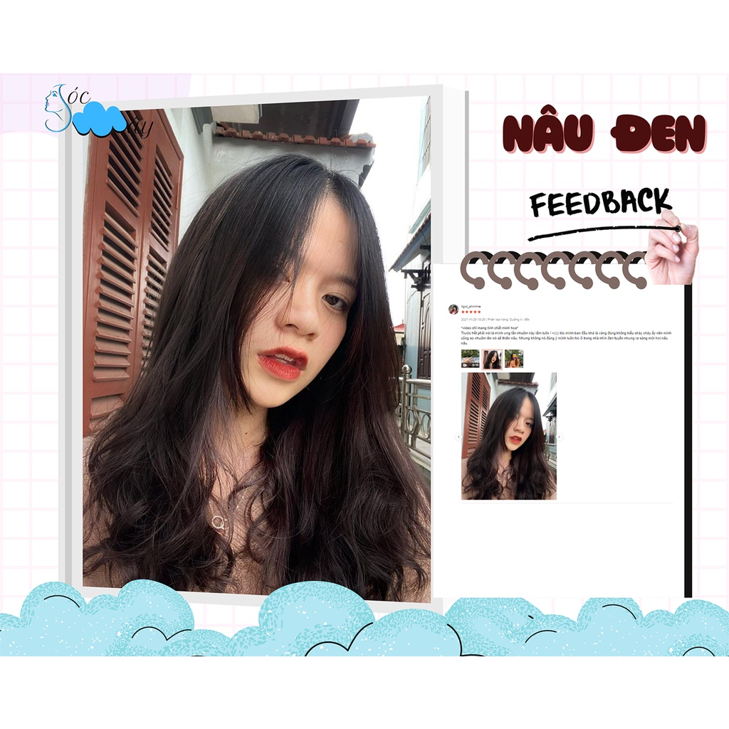 Thuốc nhuộm tóc màu Nâu đen (tặng kèm gang tay, oxy)