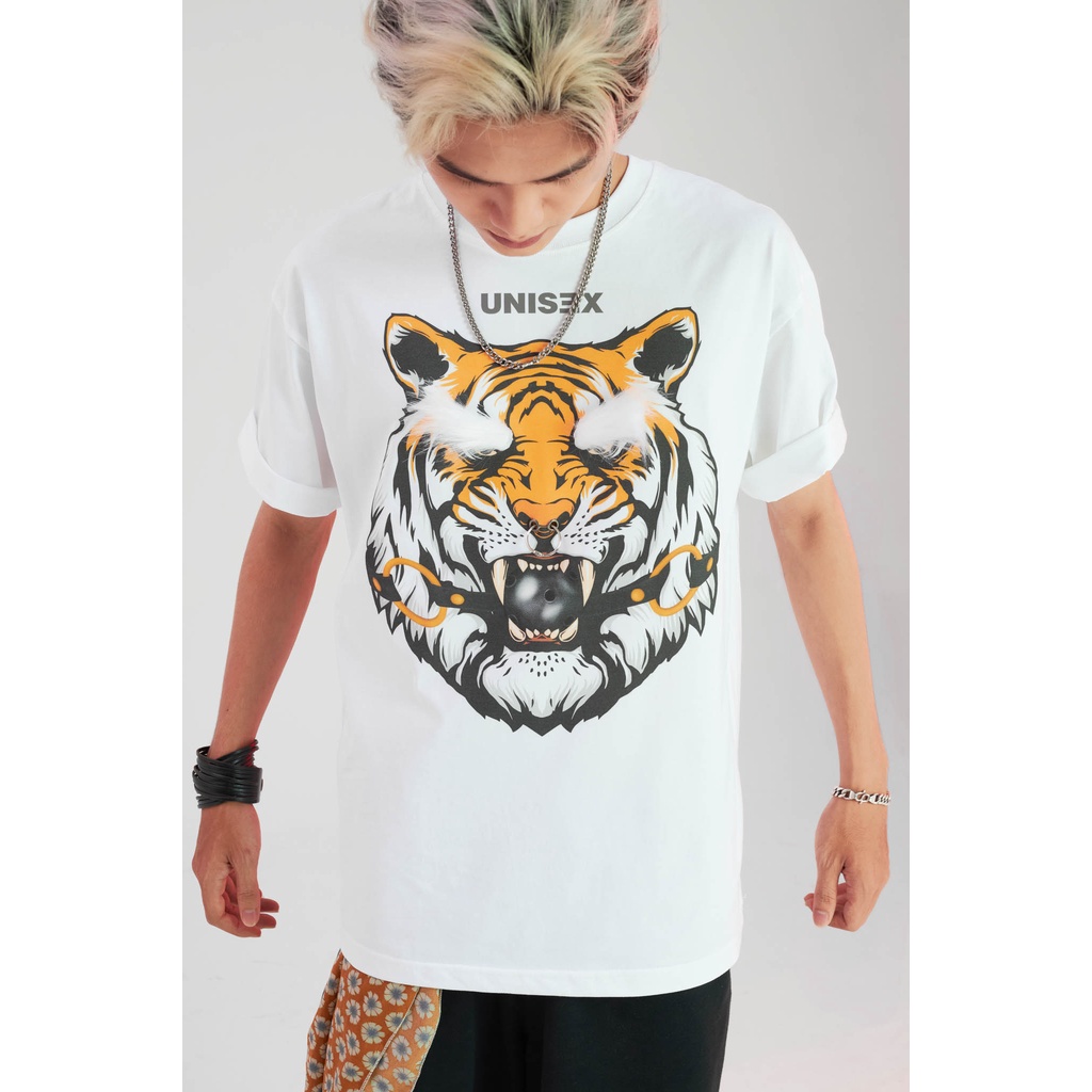 Áo Thun unisex in hình Cọp đính kết 3D nổi cotton 2 chiều áo phom rộng bigsize áo thun nam nữ handmade local brand
