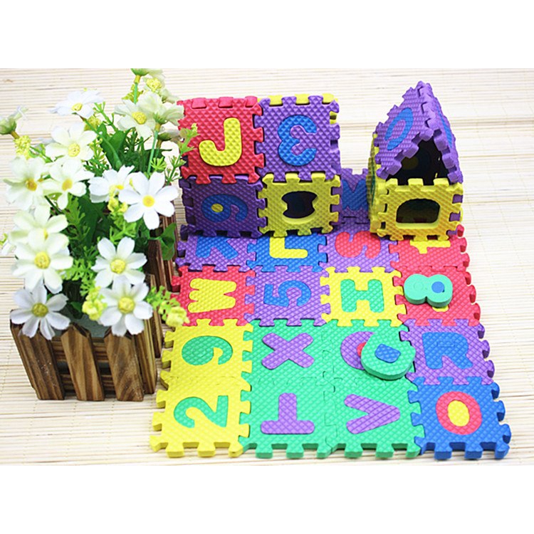 Thảm Lót Sàn 36 Miếng Bằng Xốp Mềm Mại Hình Chữ Cái Và Số