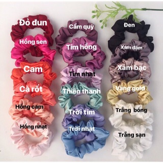 Dây buộc tóc cột tóc vải scrunchies trơn bóng bản nhỏ mini