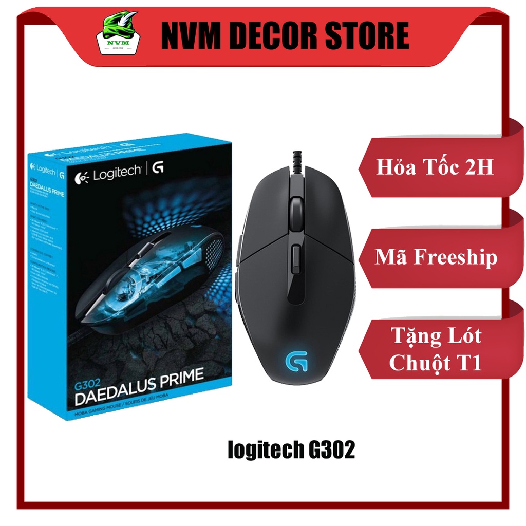Chuột Vi Tính GAMING LOGITECH G302,LED RGB ,Chuột Máy Laptop Tính Chơi Game Có Dây Gía Rẻ (Tặng Kèm Lót Chuột T1)