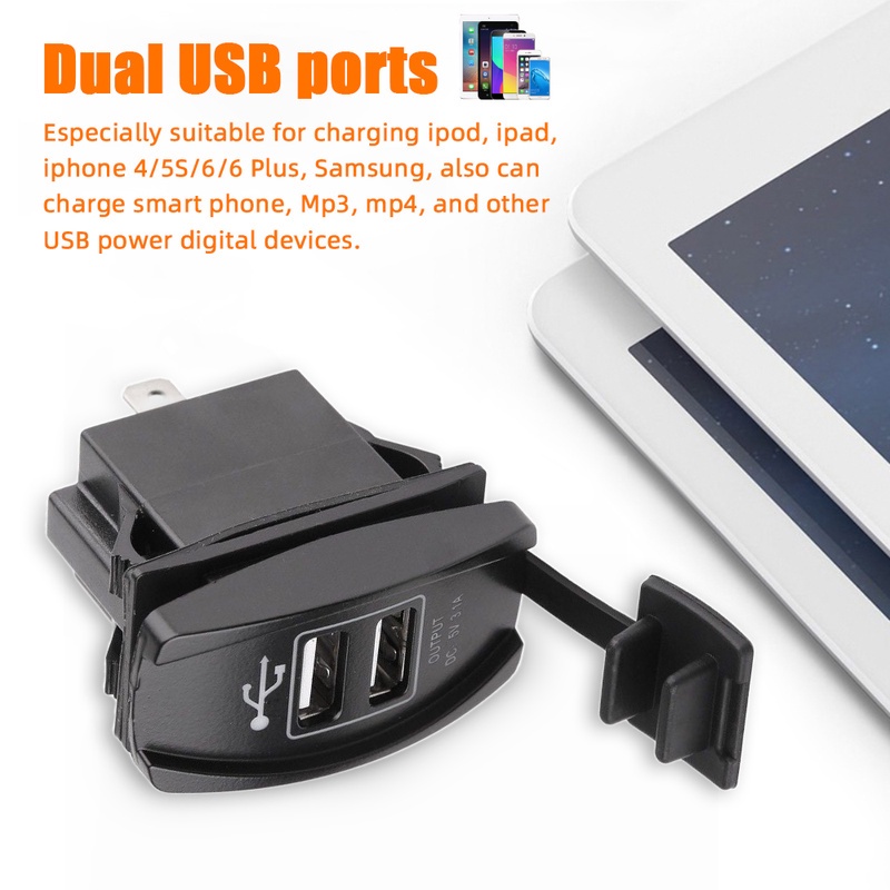 Tẩu Sạc Điện Thoại Hai Cổng USB 12V-24V 5V 3.1A Có Đèn LED Báo Hiệu Cho Xe Hơi