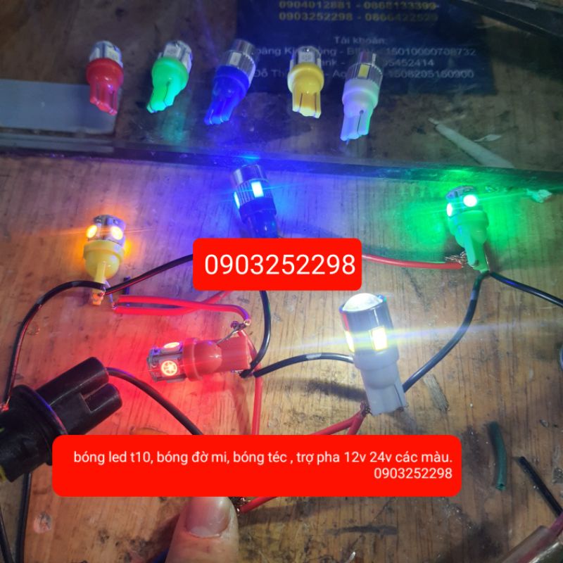 Bóng led t10 , bóng đờ mi , bóng cắm 12v 24v không nháy ô tô , xe máy...