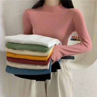 Áo len tay dài cổ lọ màu sắc thời trang