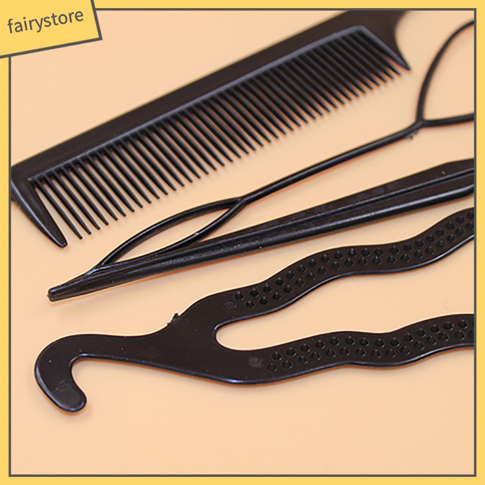 [Hàng mới về] Bộ 4 món dụng cụ kéo kẹp lược xoắn tạo kiểu tóc thời trang