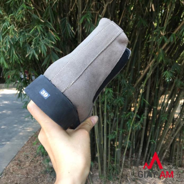 NEW Giày Chelsea boot nam da bò lộn màu lông chuột tăng chiều cao 4cm