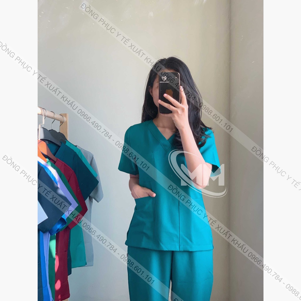 [Bạn mới nhập COSHBM -50% đơn 0Đ] Bộ Scrubs Xanh Cổ Vịt, Blouse Bác sỹ, Phẫu Thuật, Spa, Đông Phục Y Tế Cao Cấp