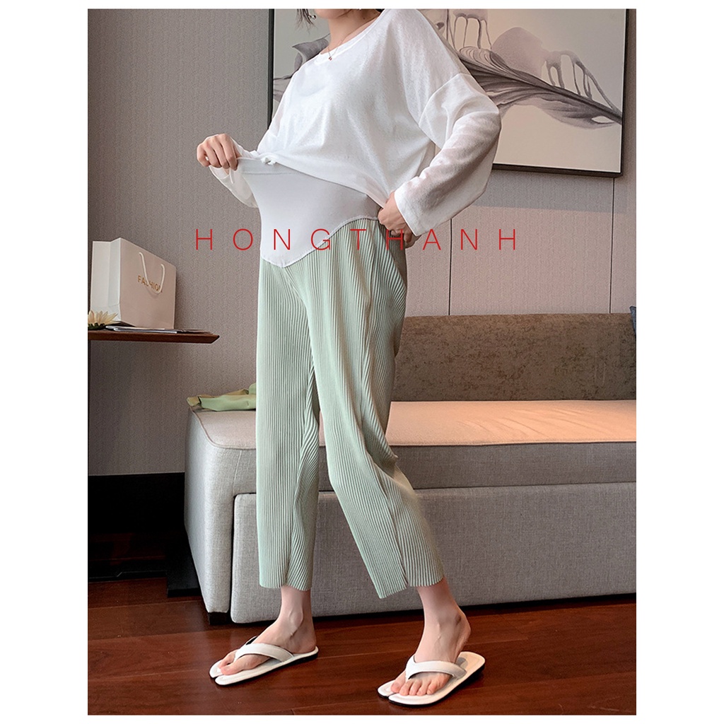 Quần Dài Xếp Ly Ống Rộng Cho Mẹ Bầu , Mặc Hè Thoáng Mát, Nhẹ Nhàng, Thời Trang Cho Phụ Nữ Mang Thai