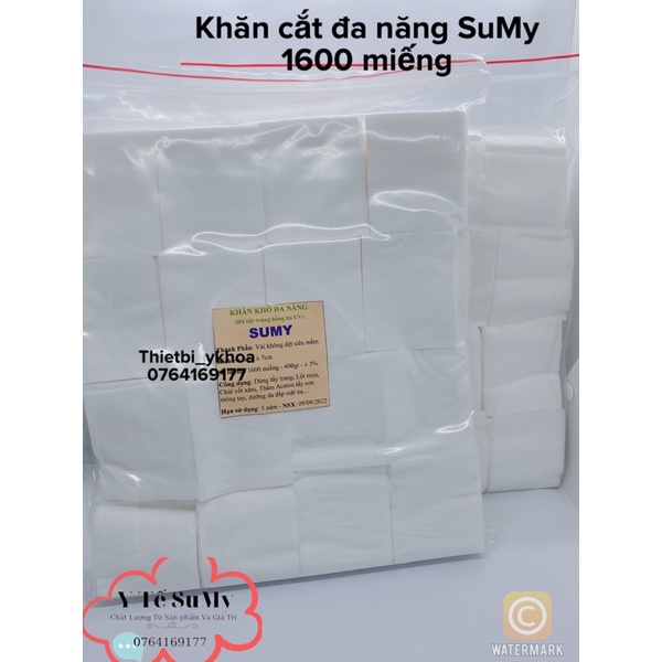 Khăn khô Đa năng  SuMy 1600 Miếng - Bông cắt 7x6cm - Khăn Lau Mặt Spa 400g - Hàng Loại 1 Dày