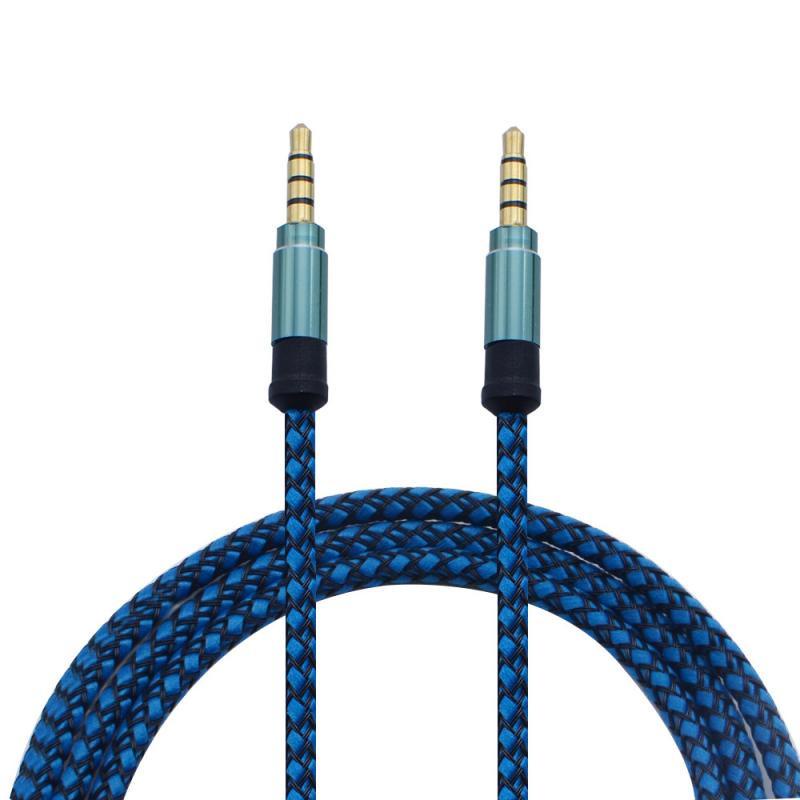 Dây cáp âm thanh sợi nylon bện đầu cắm 3.5mm dài 1m vỏ bằng kim loại
