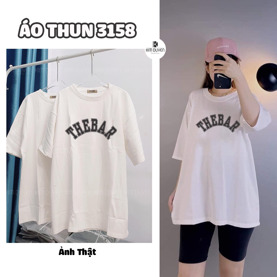 Áo Thun 3158 THEBAR Áo Phông Trơn 3158 Form Rộng Tay Lỡ Dáng Oversize Nam Nữ Chất Vải Dày Dặn Mặc Mát Mẻ