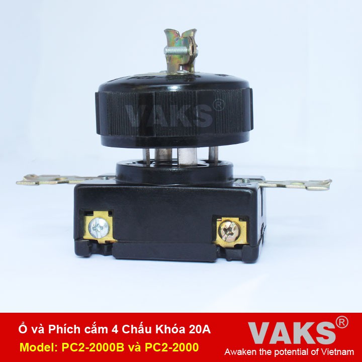 Bộ phích cắm  và ổ cắm locking  3 pha 4 chấu khóa 20A + tặng mặt nạ và hộp đế nổi