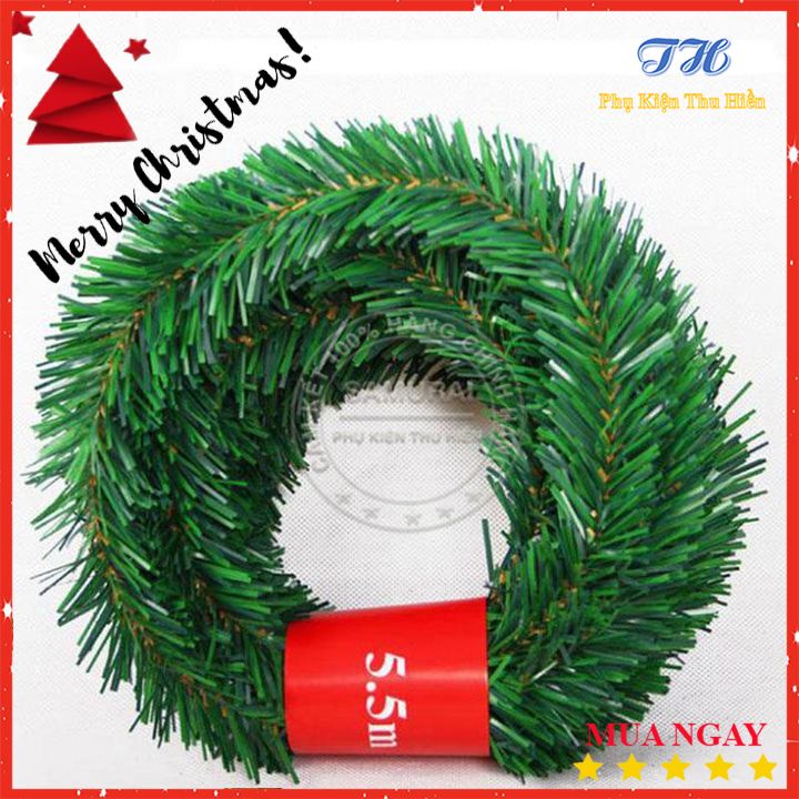 Sợi Lá Thông Trang Trí Noel Màu Xanh Lấp Lánh - 9M