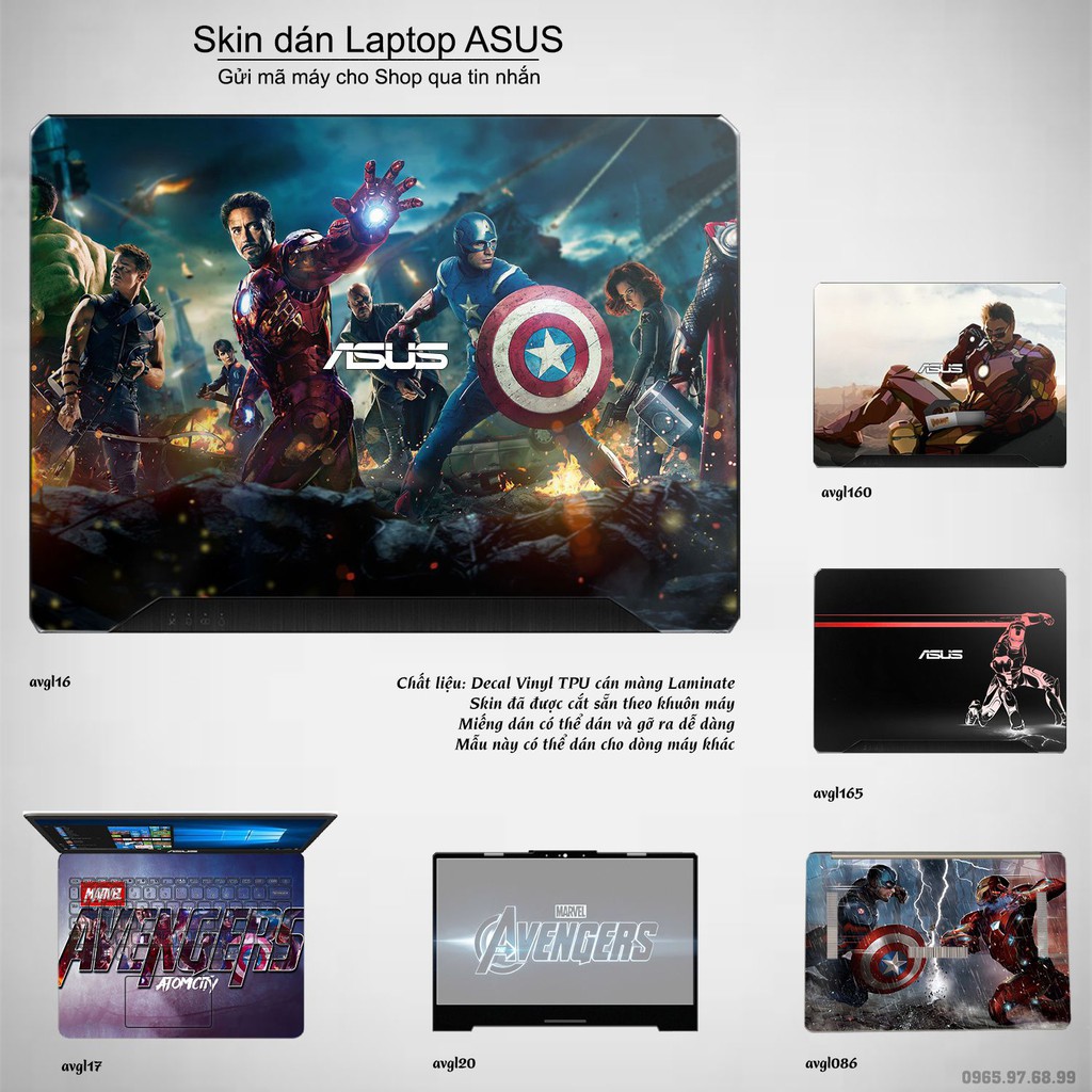 Skin dán Laptop Asus in hình Avenger nhiều mẫu 4 (inbox mã máy cho Shop)