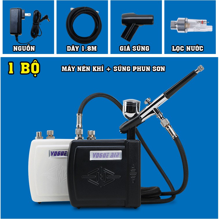 Máy Nén Khí Mini Kèm Súng Phun Sơn Airbrush HD-130, Máy Phun Sơn Nghệ Thuật.