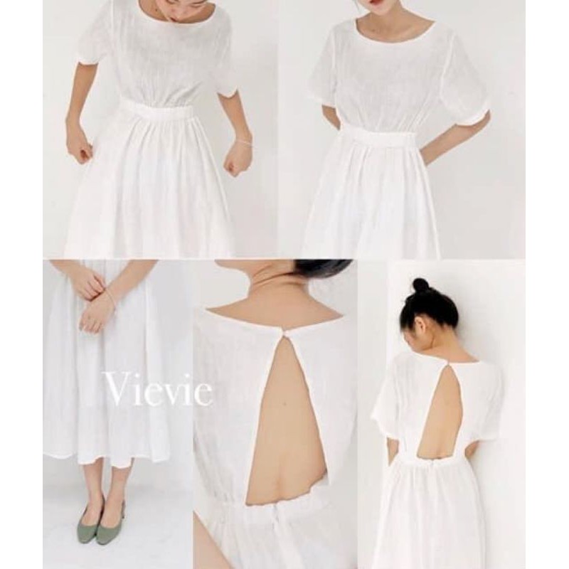 đầm hở lưng trắng