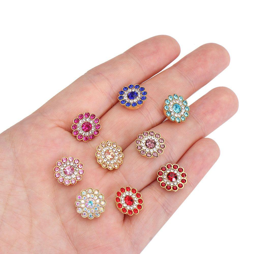 CACTU Bộ 10 Nút Áo Hình Hoa Đính Đá Lấp Lánh 14mm