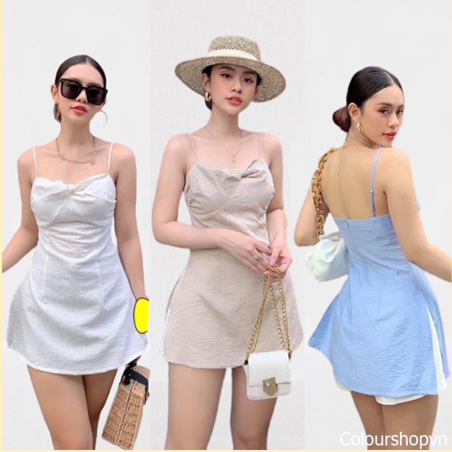 Áo 2 dây xẻ lai dài  chất liệu linen nhiều màu MSB10