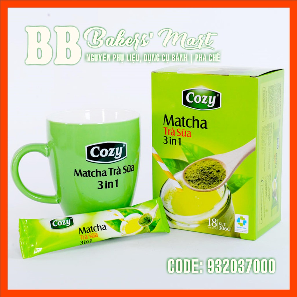 Trà sữa Matcha COZY 3 in 1 - Hộp 306gr (18 gói x 17gr)