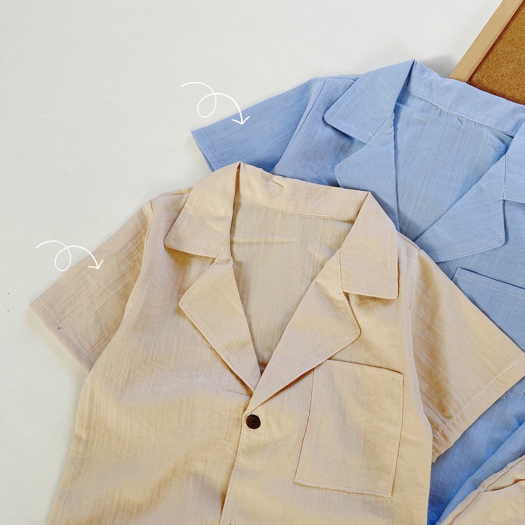 Bộ vest bé trai bé gái, bộ pijama đũi trơn siêu mát, siêu thoải mái cho bé từ 6-27kg Moobaby shop