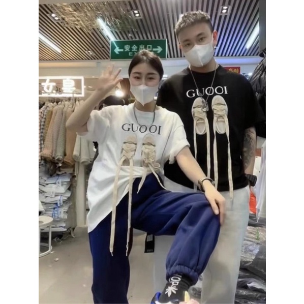 Áo thun đôi giày hàng QC ( 2 màu Trắng , Đen )