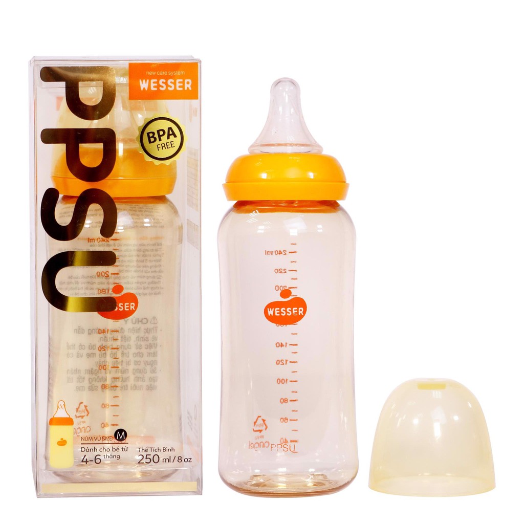 [CHÍNH HÃNG] Bình Sữa PPSU Wesser Cổ Nhỏ 250ml