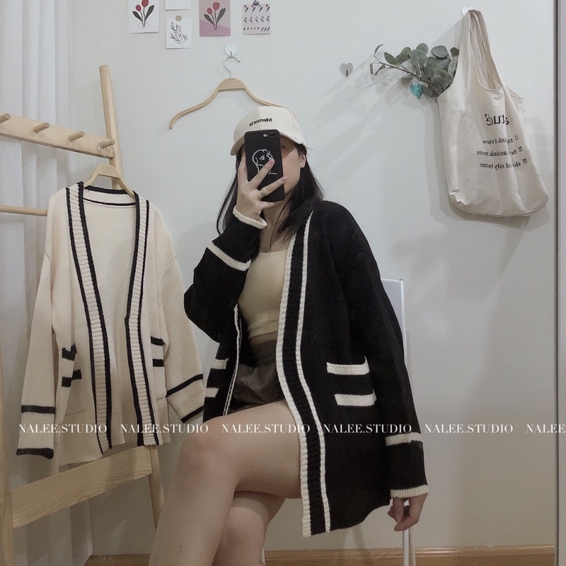 Len cardigan viền chất đẹp