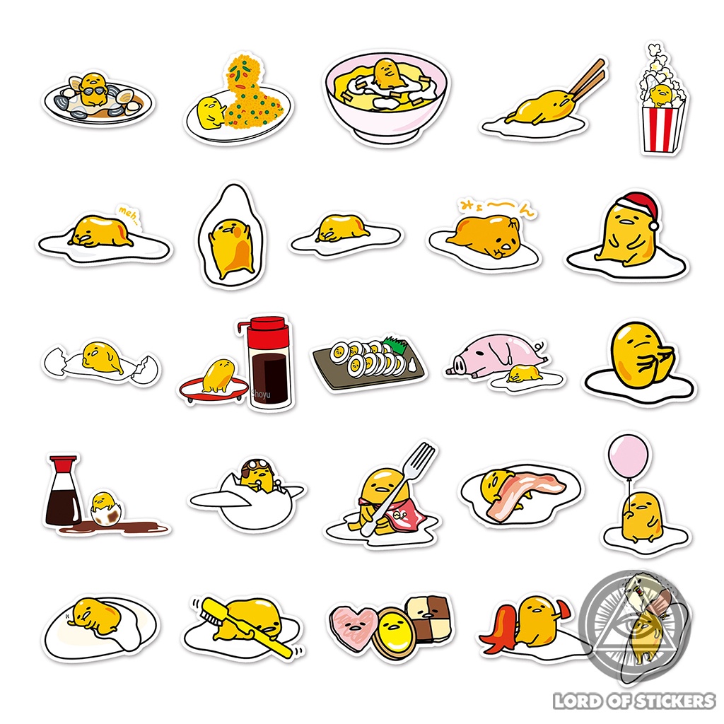 Set 100 Hình Dán Trứng Lười Gudetama Sticker Hoạt Hình Cute Chống Thấm Nước Trang Trí Mũ Nón Bảo Hiểm, Laptop, Vali, Sổ