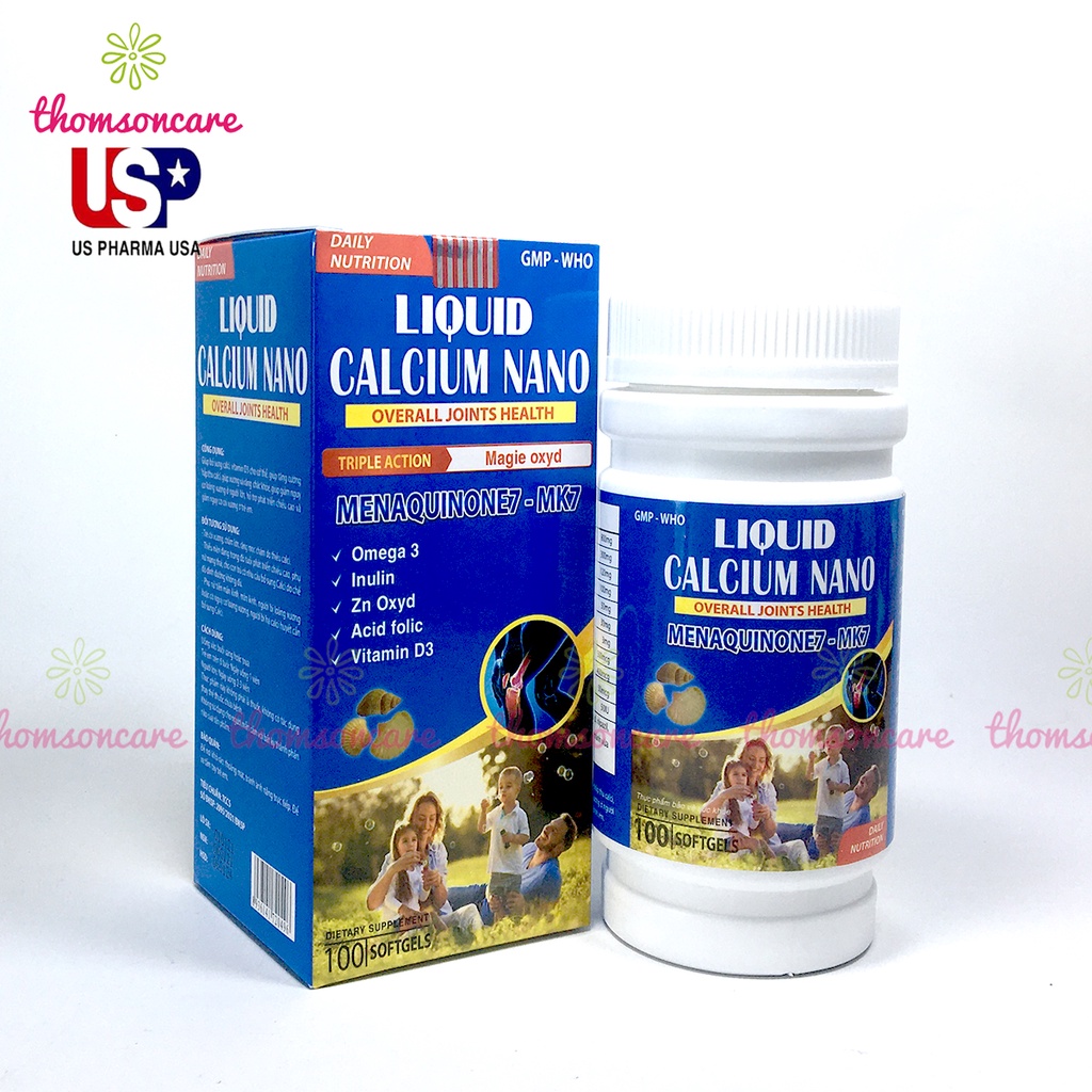 Canxi nước Liquid Calcium bổ sung canxi Nano hữu cơ dễ hấp thụ từ tảo biển, có thêm D3, Magie, giảm loãng xương