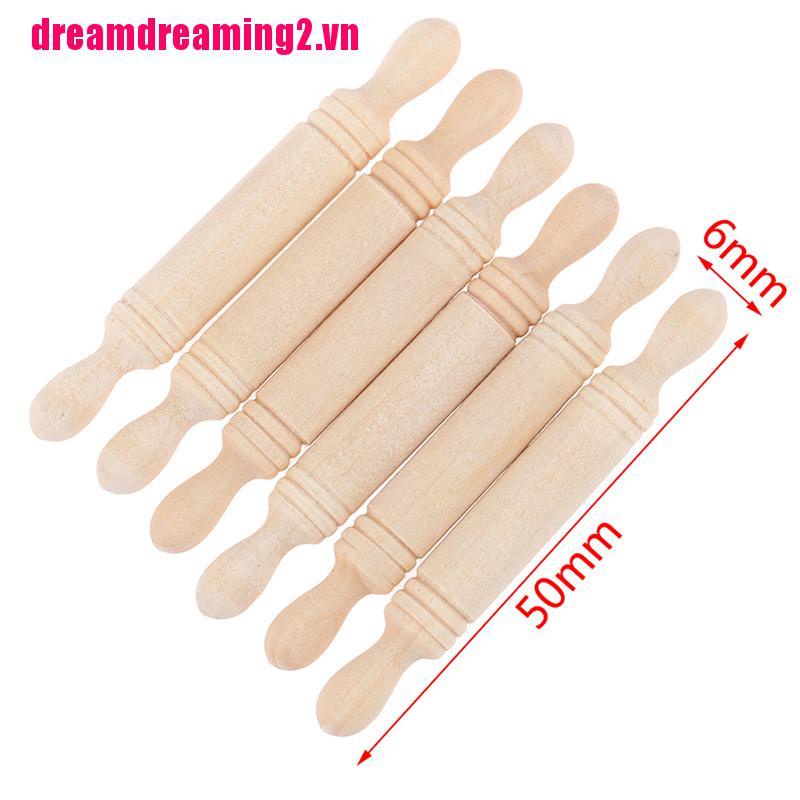 Bộ 6 Cây Lăn Bột Bằng Gỗ Tỉ Lệ 1: 12 Trang Trí Nhà Búp Bê