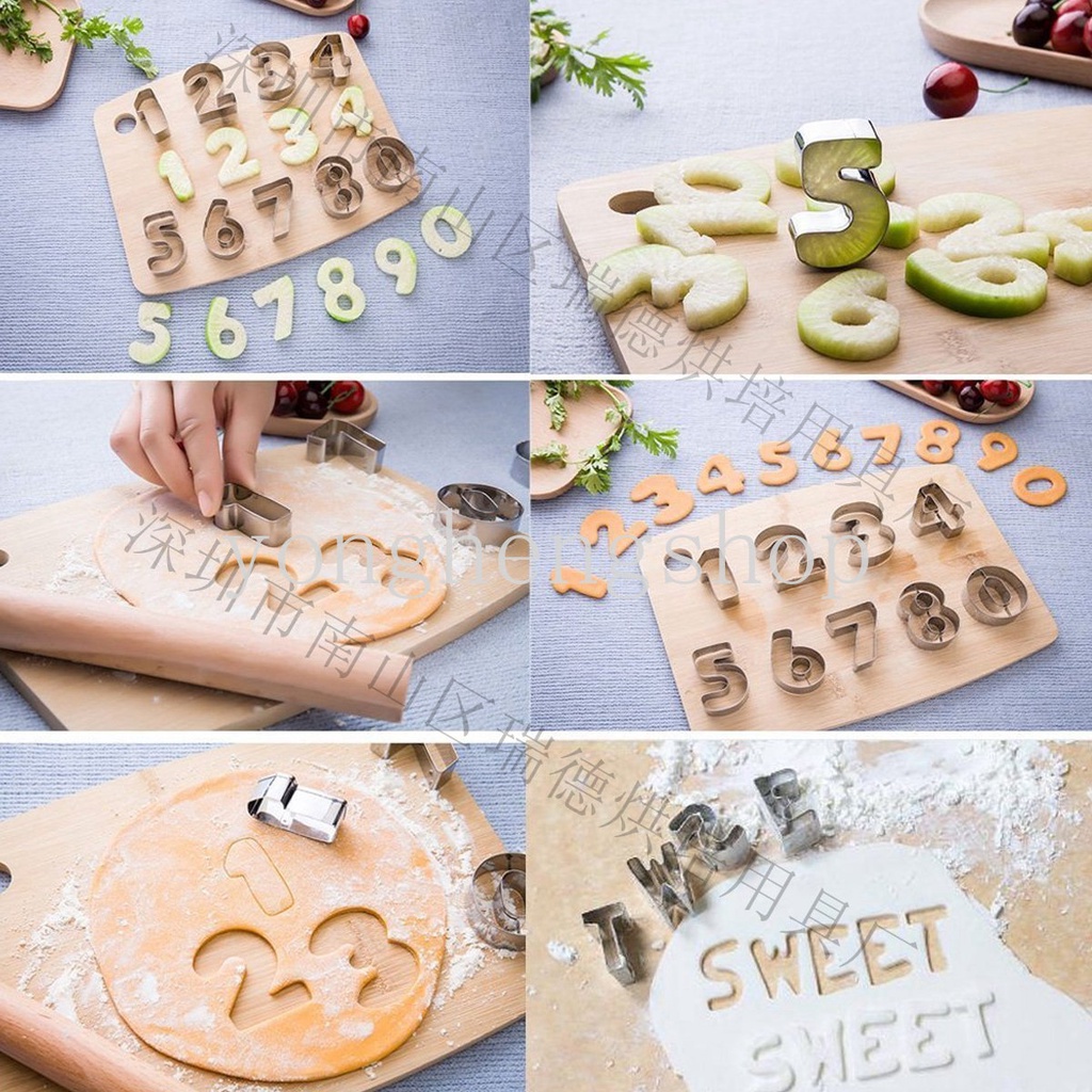 Bộ 9 Khuôn Cắt Bánh Quy Hình Số 3D Bằng Thép Không Gỉ