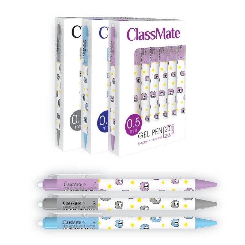 Combo 10 Bút Gel xoá được ngòi 0.5mm Classmate CL-GP202 - Đen/Xanh/Tím