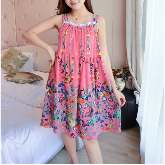 Váy lanh hai dây viền ren cổ mặc nhà siêu xinh, nhẹ mát ( LANH TRUYỀN THỐNG) | BigBuy360 - bigbuy360.vn