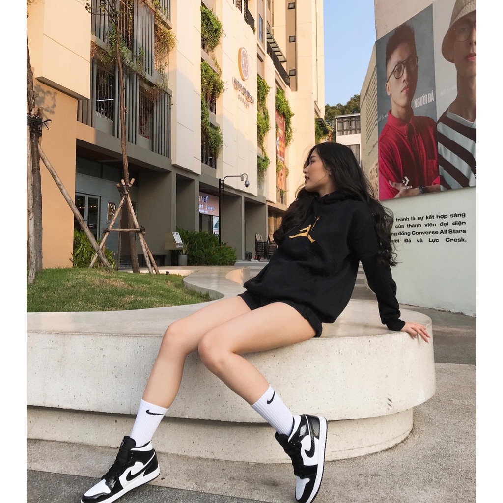 Áo hoodie Ni.ke Jor.dan đen hàng vnxk - Hoodie bóng rổ có sẵn full size nam nữ