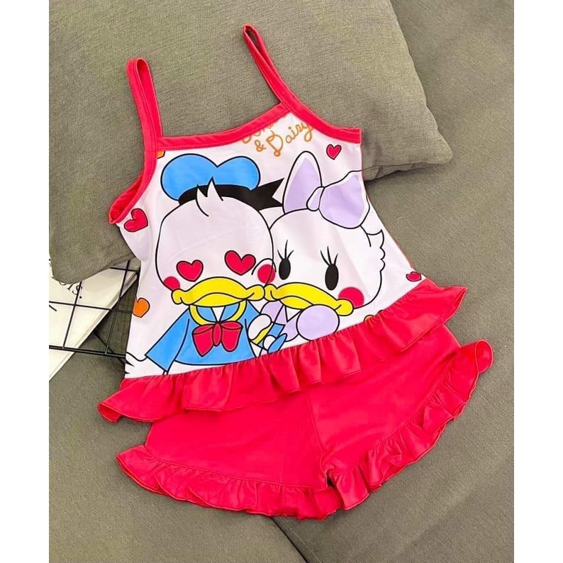 [ HOT ] Bộ đồ hai dây cho bé gái từ 7kg đến 15kg, chất liệu cực mát, in hình cực đáng yêu