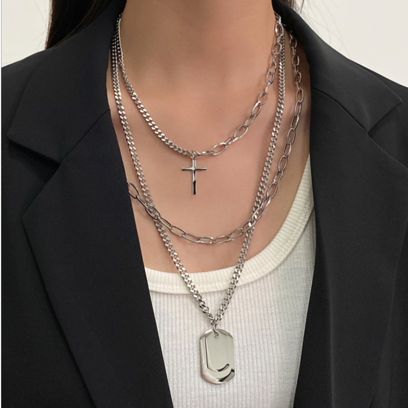 vòng cổ Thép Titan Nhiều Lớp Phong Cách Hiphop Cá Tính