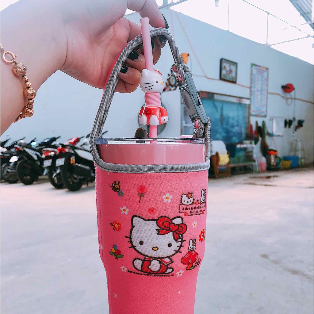 Ống hút nhựa tái sử dụng kitty cực đáng yêu OH44