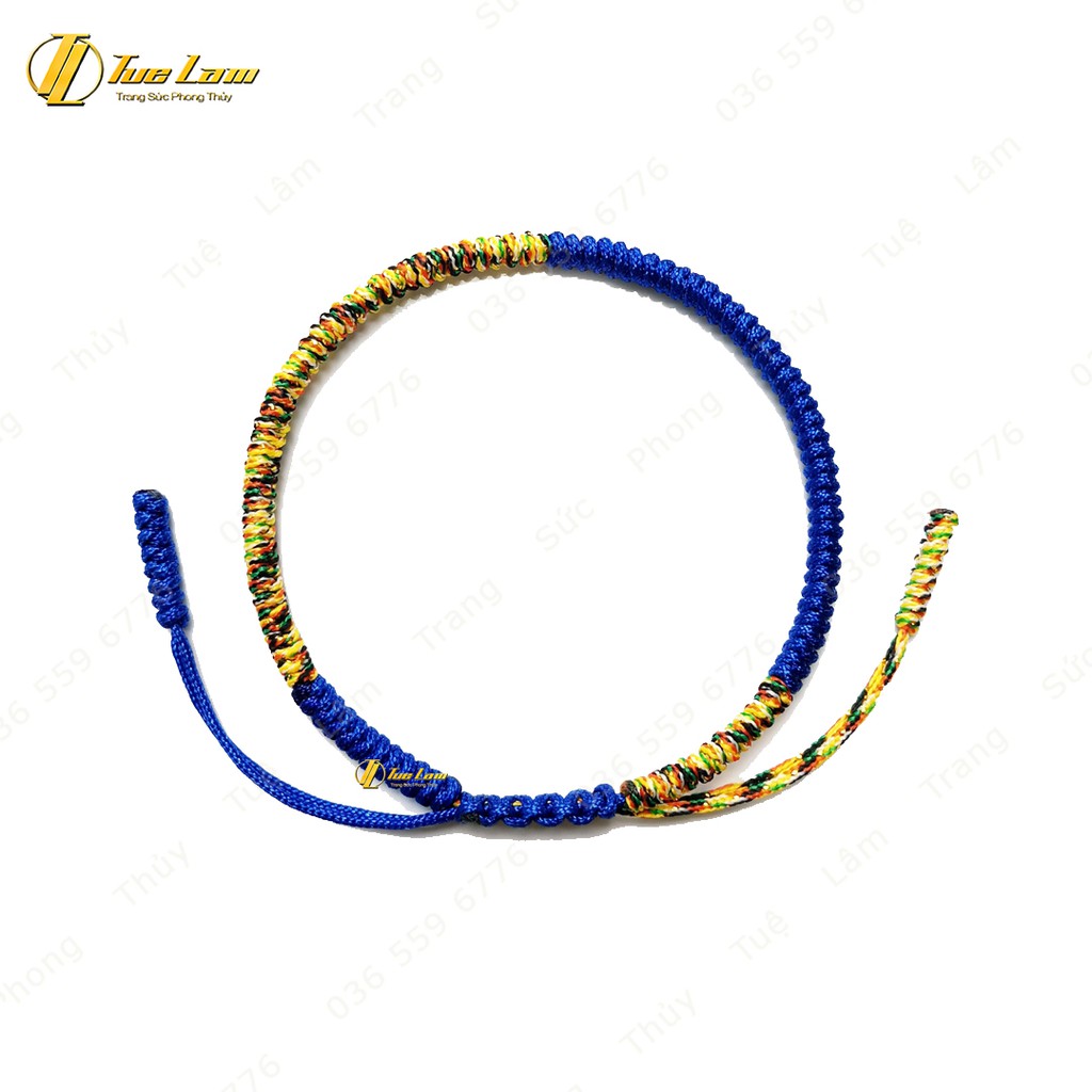 Vòng Tay Tây Tạng Dây Vải Xanh Dương Bện Handmade Chỉ Ngũ Sắc - Tuệ Lâm