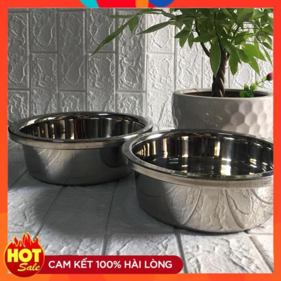 Thau chậu bát sâu lòng inox su 304 siêu dày nhiều size 18-20-22- 24-26-30-32-34-36-38-40cm,🥣 bát trộn bột inox